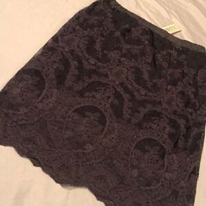 NWT Virtue Grey Lace on Black Skirt - Size Medium